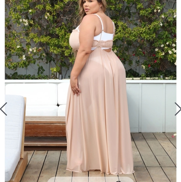 Sheer Swim Cover Up Dress - Nude - Picture 3 of 5